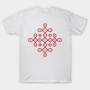 Dot Kolam, Red transparent Kolam, Muggu, rangoli T-Shirt